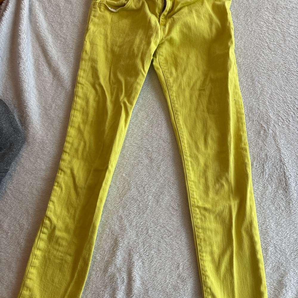 Gap Kids 1969 Yellow Skinny Jeans Girls Size 10 Bright Stretch Denim